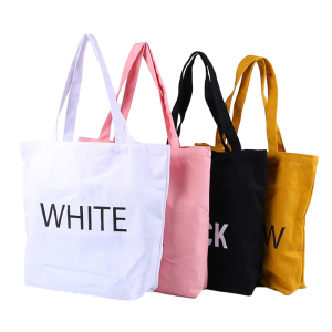 Wholesale Tote Shopping One Shoulder Canvas Bag Custom Korean Letter Printing Large Capacity Handle Bag
