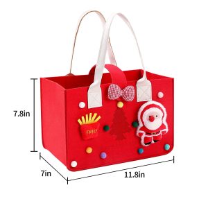 Custom logo cute candy treats gift wrapping holiday party supplies 3d felt christmas tote bags for kids