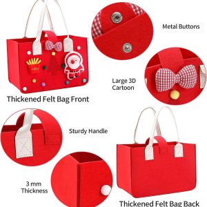 Custom logo cute candy treats gift wrapping holiday party supplies 3d felt christmas tote bags for kids