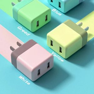 Colorful USB Plug Charger Charging Block USB Power Travel Adapter Wall Charger Cube Brick Box Base Head Compatible for iPhone