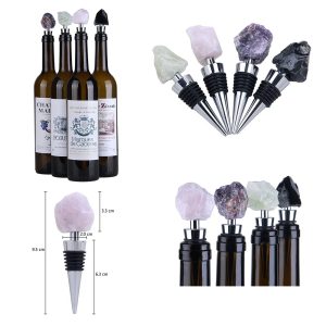 Custom Logo Crystal Wine Stopper Wholesale Rose Quartz Gemstone Christmas Whiskey Vacuum Wine Bottle Stoppers Bar Accessories