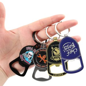 Hot Bulk Key Chain Beer Bottle Opener Cheap Metal Magnetic Wine Opener Keyholder Soft Enamel Custom Bottle Opener Keychain