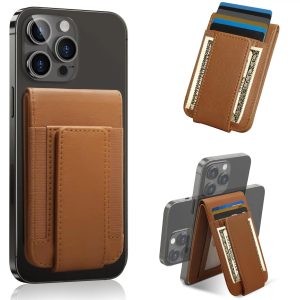 Wholesale Rfid Blocking Magnetic Genuine Leather Wallet Customized Logo Mobile Phone Card Holder Wallet For Phone