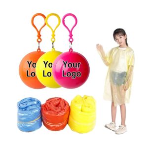 Plastic Ball Key Chain Disposable Raincoat