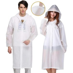 EVA Reusable Raincoat Disposable Adult Thickened Waterproof Rain Coat Women Transparent Waterproof Rainwear Hiking Poncho