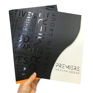 Custom Print Matt Office Document Presentation Pocket Folder Paper File Cardboard Black Folder With Logo Spot UV