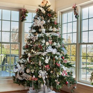 Christmas Star Tree Motif Light Product High Quality Green Pvc New Made Artificial Christmas Tree With Ornaments