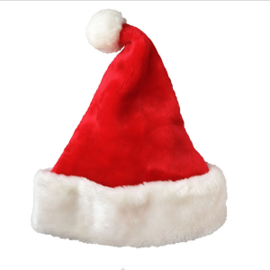 Promotional OEM Logo Christmas Hats Thick 30*40cm Adult Size Soft Plush Gold Promotional Christmas Hat for adults
