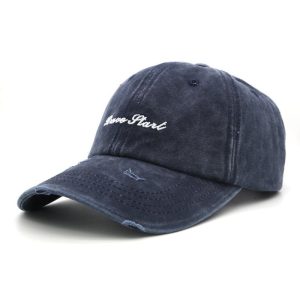 Wholesale 6 Panel Metal Buckle Untructured Cotton Vintage Gorras Custom Embroidery Logo Baseball Cap Washed Distressed Dad Hats
