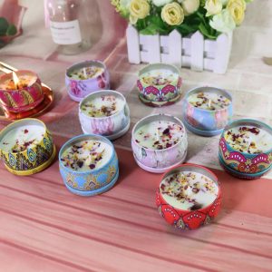 Wholesale Scented Wax Candle Gift Sets Soy Scented Candle Custom Label Scented Spiritual Candle With Dried Petals