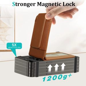 Wholesale Rfid Blocking Magnetic Genuine Leather Wallet Customized Logo Mobile Phone Card Holder Wallet For Phone