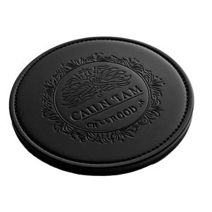Luxury Promotional Gifts Custom Engraving Logo Real Genuine Leather Coaster