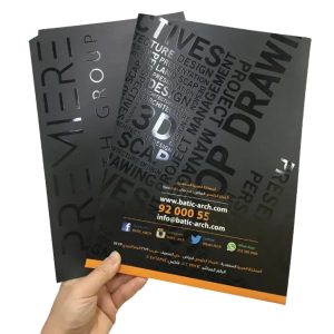 Custom Print Matt Office Document Presentation Pocket Folder Paper File Cardboard Black Folder With Logo Spot UV