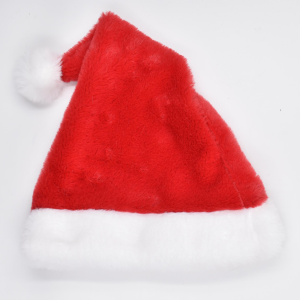 Promotional OEM Logo Christmas Hats Thick 30*40cm Adult Size Soft Plush Gold Promotional Christmas Hat for adults