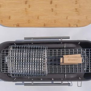 New Easy To Carry Charcoal Barbecue With Flippable Grids And Integrated Chopping Board Fire Pit