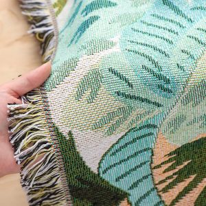 Wholesale Custom Knitted Woven Polyester Cotton Jacquard Thread Throw Tapestry Blanket