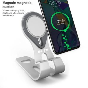Oem Odm Carbon Acrylic Silicone Aluminum Wooden Desk Cell Mobile Phone Stand Magnetic Wireless Charging Mobile Phone Holders