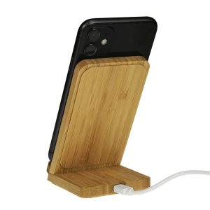 Desk Tech Gadgets Wooden Wood 10w Fast Qi Bamboo Charging Stand Phone Holder Wireless Charger