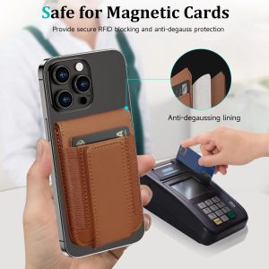 Wholesale Rfid Blocking Magnetic Genuine Leather Wallet Customized Logo Mobile Phone Card Holder Wallet For Phone