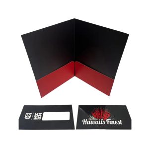 Custom Print Matt Office Document Presentation Pocket Folder Paper File Cardboard Black Folder With Logo Spot UV