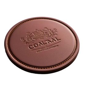 Luxury Promotional Gifts Custom Engraving Logo Real Genuine Leather Coaster