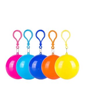 Plastic Ball Key Chain Disposable Raincoat