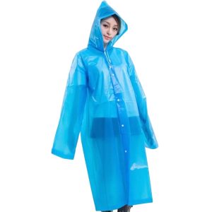 EVA Reusable Raincoat Disposable Adult Thickened Waterproof Rain Coat Women Transparent Waterproof Rainwear Hiking Poncho