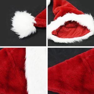 Promotional OEM Logo Christmas Hats Thick 30*40cm Adult Size Soft Plush Gold Promotional Christmas Hat for adults