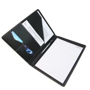 China Wholesales Factory Price A4 Pu Leather Business Portfolio File Folders Conference Custom Embossed Logo With Card Holders