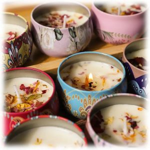 Wholesale Scented Wax Candle Gift Sets Soy Scented Candle Custom Label Scented Spiritual Candle With Dried Petals