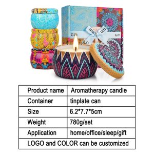 Hot Sales Wholesale Luxury Gift Set Metal Aroma Tins Jar Candle Natural Soy Wax Scented Candles