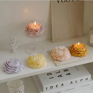 Custom Luxury Aromatic Gift Wax Scented Subshrubby Peony Flower Candles For Wedding