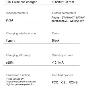 Low Price Fast 3 In 1 Cellphone Mobile Wireless Phone Charger Stand Black Custom Logo For Iphone 15 14 13