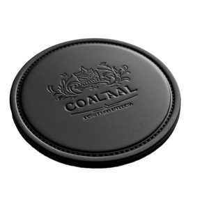 Luxury Promotional Gifts Custom Engraving Logo Real Genuine Leather Coaster