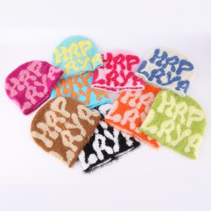 Wholesale Unisex All Over print Winter Hat Cap Custom Logo Acrylic Knitted Cuffed Beanie Hats