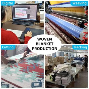 Wholesale Custom Knitted Woven Polyester Cotton Jacquard Thread Throw Tapestry Blanket