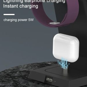 Low Price Fast 3 In 1 Cellphone Mobile Wireless Phone Charger Stand Black Custom Logo For Iphone 15 14 13