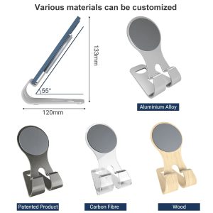 Oem Odm Carbon Acrylic Silicone Aluminum Wooden Desk Cell Mobile Phone Stand Magnetic Wireless Charging Mobile Phone Holders
