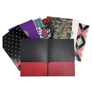 Custom Print Matt Office Document Presentation Pocket Folder Paper File Cardboard Black Folder With Logo Spot UV