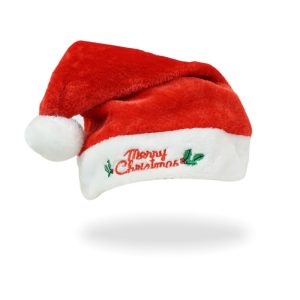 Promotional OEM Logo Christmas Hats Thick 30*40cm Adult Size Soft Plush Gold Promotional Christmas Hat for adults