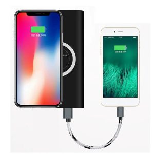 Factory Wholesale Wireless Power Banks 10000mah Qi-Enabled Cell Phone Portable Power Banks Wireless Battery Phone Charger Custom