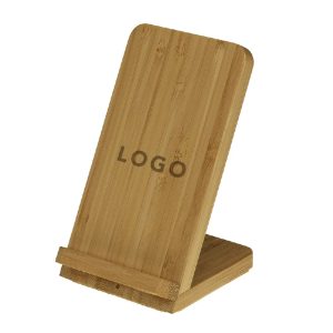 Desk Tech Gadgets Wooden Wood 10w Fast Qi Bamboo Charging Stand Phone Holder Wireless Charger