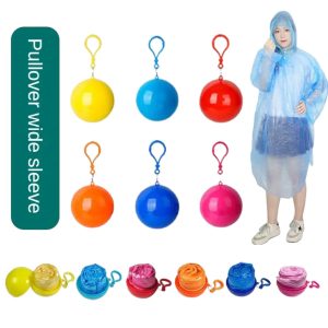 Plastic Ball Key Chain Disposable Raincoat