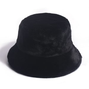 female winter warm thick women solid color custom logo plush fuzzy furry fluffy Faux Fur Bucket Hat