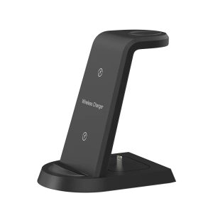 Low Price Fast 3 In 1 Cellphone Mobile Wireless Phone Charger Stand Black Custom Logo For Iphone 15 14 13