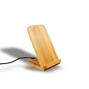 Desk Tech Gadgets Wooden Wood 10w Fast Qi Bamboo Charging Stand Phone Holder Wireless Charger