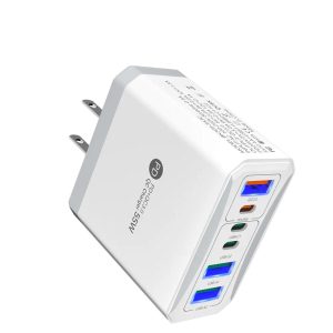 New 55W Charger US  Plug Adapter Charging Head Wall PD 25W Super Fast charger PC fireproof material Customized logo
