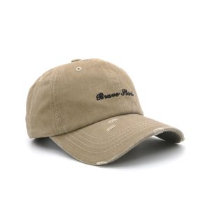 Wholesale 6 Panel Metal Buckle Untructured Cotton Vintage Gorras Custom Embroidery Logo Baseball Cap Washed Distressed Dad Hats