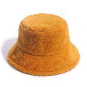female winter warm thick women solid color custom logo plush fuzzy furry fluffy Faux Fur Bucket Hat