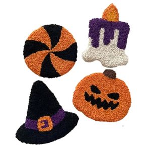 Innermor Halloween Handmade ghost pumpkin Tufted Cup Coasters Mini Mug Rug All Saints' Day Festival table decor cup mat
